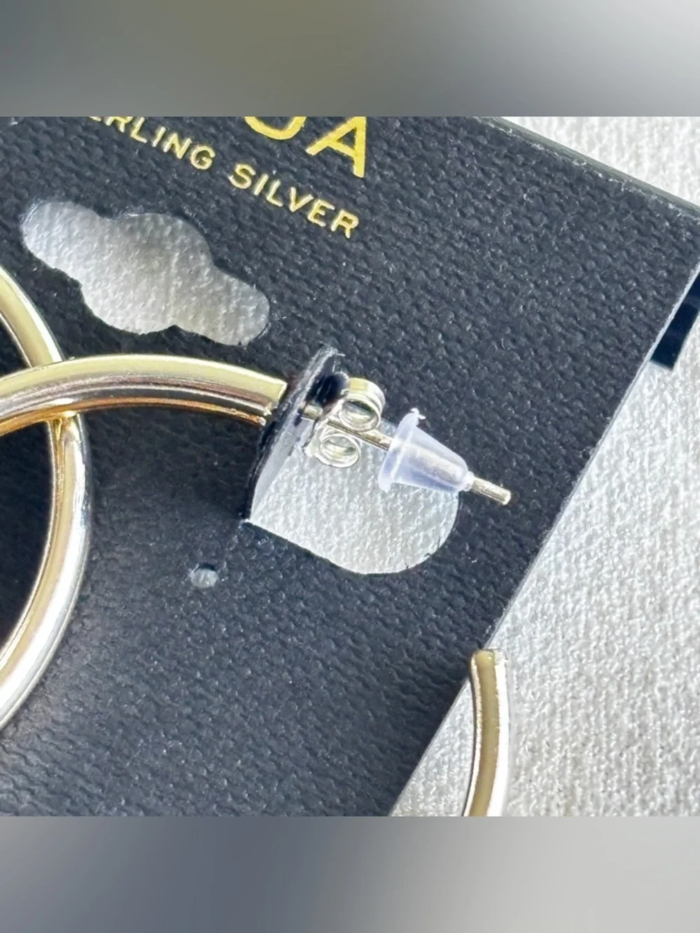 Two Tone Sterling Silver Earrings - Picture 10 of 10